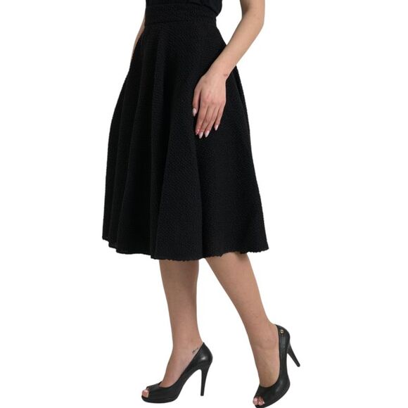 Dolce & Gabbana Black High Waist A-line Knee Length Women's Skirt